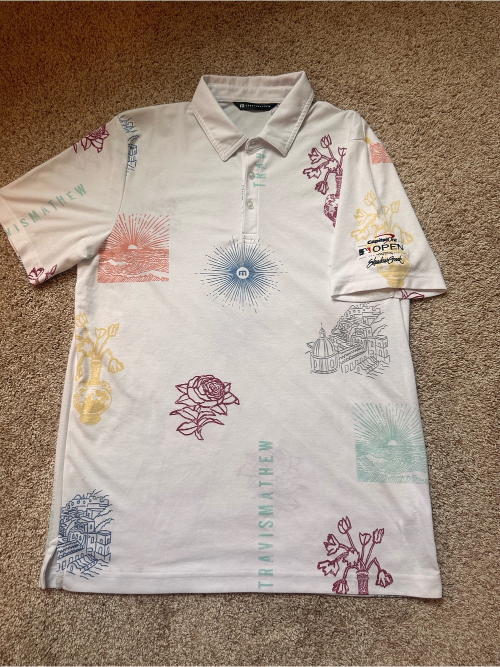 Travis Mathew Passport Golf Polo Graphic Print Capital One Open Men's Large
